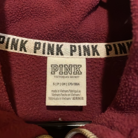 PINK size small burgundy wine fleece quarter zip - Picture 3 of 6